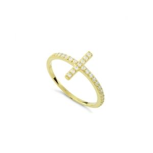 🥰 GOLD MIDI CROSS STERLING SILVER RING